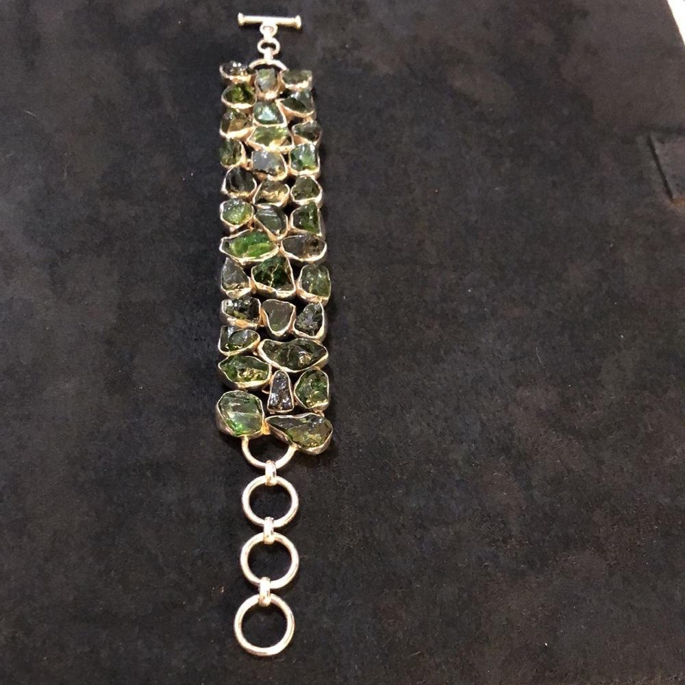 Journey Home Moldavite Tektite Bracelet from Czech Republic 925 Silver Handmade